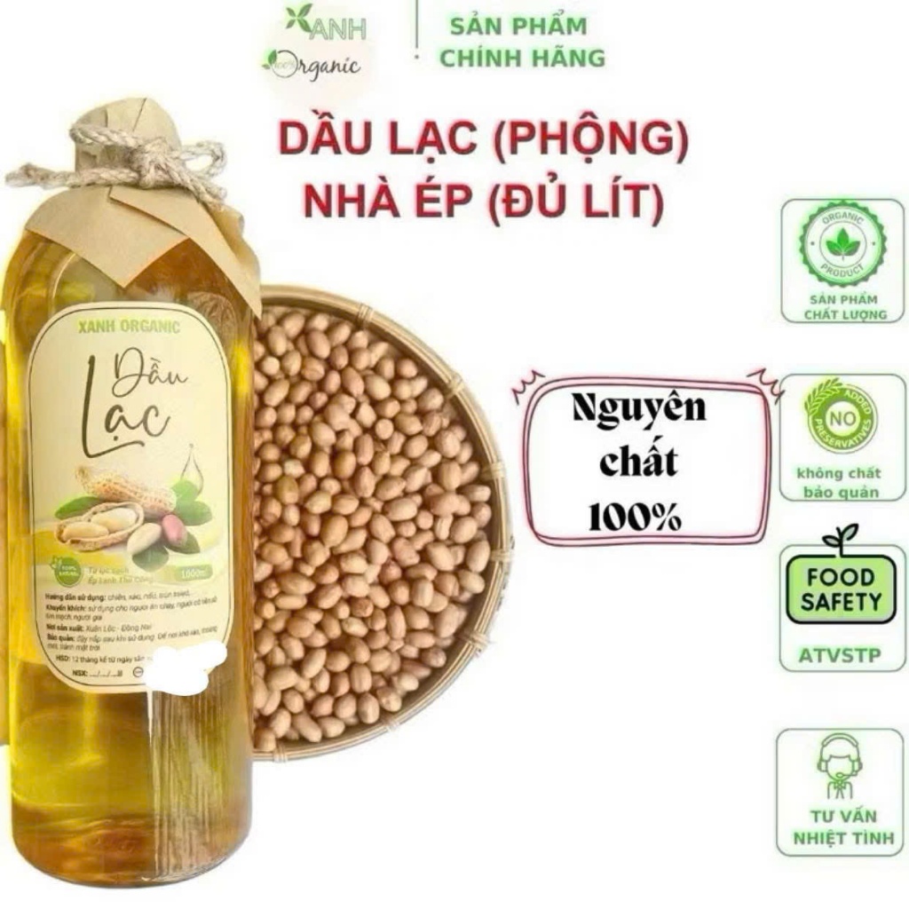 Dầu lạc ép thủ công của Xanh Organic